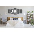 5-PIECE CANVAS PRINT BLACK AND WHITE HARMONY OF THE SUN AND THE MOON - BLACK AND WHITE PICTURES - PICTURES