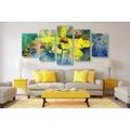 5-PIECE CANVAS PRINT YELLOW FLOWER WITH A VINTAGE TOUCH - VINTAGE AND RETRO PICTURES - PICTURES