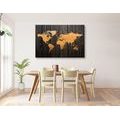 DECORATIVE PINBOARD ORANGE MAP ON WOOD - PICTURES ON CORK - PICTURES