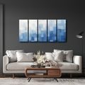 TABLEAU EN 5 PARTIES – ABSTRACTION BLEUE EN APLATS - IMAGES FORMES ABSTRAITES - TABLEAUX