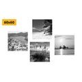 CANVAS PRINT SET PARADISE ON EARTH IN BLACK AND WHITE - SET OF PICTURES - PICTURES