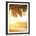 POSTER MIT PASSEPARTOUT SONNENAUFGANG AM KARIBISCHEN STRAND - NATUR - POSTER