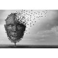 CANVAS PRINT ABSTRACT FACE IN THE FORM OF A TREE - BLACK AND WHITE PICTURES - PICTURES