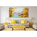 CANVAS PRINT OIL PAINTING OF A MOUNTAIN LAKE - PICTURES OF NATURE AND LANDSCAPE - PICTURES