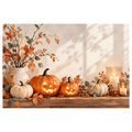 QUADRO SU TELA – ZUCCHE AUTUNNALI CON CANDELE - QUADRI HALLOWEEN E HORROR - STAMPE E QUADRI