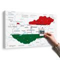 QUADRO IN SUGHERO – MAPPA DELL'UNGHERIA NEI COLORI DELLA BANDIERA - QUADRI SU SUGHERO - STAMPE E QUADRI