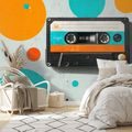 TAPETE RETRO-KASSETTE MIT BUNTEN KREISEN - MUSIK FOTOTAPETEN - TAPETEN