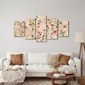 5-TEILIGES WANDBILD BLUMIGE HARMONIE - BILDER BLUMEN - BILDER