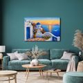 TABLEAU SUR TOILE – CÔTE GRECQUE AU COUCHER DU SOLEIL - TABLEAUX LEVER ET COUCHER DE SOLEIL - TABLEAUX