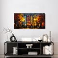 OBRAZ VEČERNÍ MĚSTSKÁ SCENÉRIE - BAREVNÉ DOMY - OBRAZY