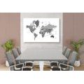 DECORATIVE PINBOARD WORLD MAP IN BLACK AND WHITE - PICTURES ON CORK - PICTURES