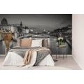 WALL MURAL DAZZLING BLACK AND WHITE PANORAMA OF PARIS - BLACK AND WHITE WALLPAPERS - WALLPAPERS