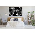 CANVAS PRINT LION'S HEAD IN BLACK AND WHITE - BLACK AND WHITE PICTURES - PICTURES