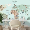 SAMOLEPÍCÍ FOTOTAPETA DĚTSKÁ MAPA SVĚTA SE ZVÍŘATY - DĚTSKÉ TAPETY - TAPETY