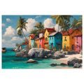 OBRAZ KOUZLO KARIBSKÉ VESNICE - BAREVNÉ DOMY - OBRAZY