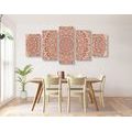 IMPRESSION SUR TOILE EN 5 PARTIES MANDALA FLORAL - IMPRESSIONS SUR TOILE FENG SHUI - IMPRESSION SUR TOILE