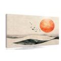 WANDBILD JAPANDI LANDSCHAFT MIT ORANGEFARBENEM MOND - JAPANDI WANDBILDER - BILDER