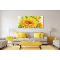 5-PIECE CANVAS PRINT BEAUTIFUL SUNFLOWER - PICTURES FLOWERS - PICTURES