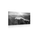 CANVAS PRINT RIVER IN THE MIDDLE OF THE FOREST IN BLACK AND WHITE - BLACK AND WHITE PICTURES - PICTURES