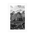 AFFICHE AVEC MONTURE BEAU PANORAMA DE MONTAGNE EN NOIR ET BLANC - NOIR ET BLANC - AFFICHES