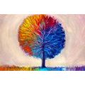 CANVAS PRINT COLORFUL WATERCOLOR TREE - PICTURES OF NATURE AND LANDSCAPE - PICTURES