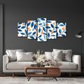 TABLEAU EN 5 PARTIES – BRANCHES BLEUES AUX FRUITS - TABLEAUX ARBRES ET FEUILLES - TABLEAUX