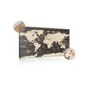 DECORATIVE PINBOARD MAP ON A WOODEN BACKGROUND - PICTURES ON CORK - PICTURES