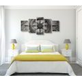 5-PIECE CANVAS PRINT NAUTICAL HELM - BLACK AND WHITE PICTURES - PICTURES