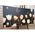 CANVAS PRINT OF TULIPS WITH A GOLD THEME - PICTURES FLOWERS - PICTURES