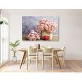 CANVAS PRINT BOUQUET OF PINK CARNATIONS IN A BASKET - PICTURES FLOWERS - PICTURES