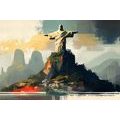 IMPRESSION SUR TOILE STATUE DE JÉSUS À RIO DE JANEIRO - IMPRESSION SUR TOILE MONTAGNES - IMPRESSION SUR TOILE