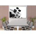 CANVAS PRINT STRATEGIC CUBE IN BLACK AND WHITE - BLACK AND WHITE PICTURES - PICTURES