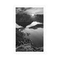 POSTER CHARMING MOUNTAIN PANORAMA WITH SUNSET IN BLACK AND WHITE - BLACK AND WHITE - POSTERS