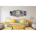 5-PIECE CANVAS PRINT BUDDHA ON AN EXOTIC BACKGROUND - PICTURES FENG SHUI - PICTURES