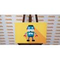 CANVAS PRINT CHEERFUL ROBOT - CHILDRENS PICTURES - PICTURES