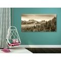 CANVAS PRINT FROZEN MOUNTAINS IN SEPIA - BLACK AND WHITE PICTURES - PICTURES