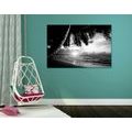 CANVAS PRINT SUNRISE ON A CARIBBEAN BEACH IN BLACK AND WHITE - BLACK AND WHITE PICTURES - PICTURES