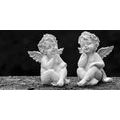 CANVAS PRINT PAIR OF SMALL ANGELS IN BLACK AND WHITE - BLACK AND WHITE PICTURES - PICTURES