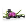 IMPRESSION SUR TOILE ORCHIDÉE MAUVE DANS UNE NATURE MORTE ZEN - IMPRESSIONS SUR TOILE FENG SHUI - IMPRESSION SUR TOILE