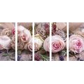 5-PIECE CANVAS PRINT FESTIVE FLORAL ARRANGEMENT OF ROSES - PICTURES FLOWERS - PICTURES