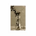 POSTER WITH MOUNT CHERRY TWIG IN A VASE IN SEPIA DESIGN - BLACK AND WHITE - POSTERS