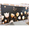 CANVAS PRINT OF TULIPS WITH A GOLD THEME - PICTURES FLOWERS - PICTURES