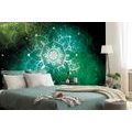 WALLPAPER GREEN MANDALA WITH A GALACTIC BACKGROUND - WALLPAPERS FENG SHUI - WALLPAPERS