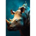 WANDBILD BLAU-GOLDENES NASHORN - WANDBILDER MIT DEN HERRSCHERN DES TIERREICHS - BILDER