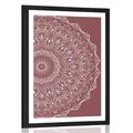 POSTER MIT PASSEPARTOUT MANDALA IM VINTAGE-STIL IN ROSA - FENG SHUI - POSTER