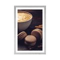 POSTER WITH MOUNT COFFEE WITH CHOCOLATE MACARONS - WITH A KITCHEN MOTIF - POSTERS