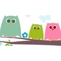 CANVAS PRINT CUTE OWLS - CHILDRENS PICTURES - PICTURES