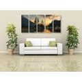 5-PIECE CANVAS PRINT MOUNTAIN LANDSCAPE BY THE LAKE - PICTURES OF NATURE AND LANDSCAPE - PICTURES