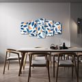 TABLEAU EN 5 PARTIES – BRANCHES BLEUES AUX FRUITS - TABLEAUX ARBRES ET FEUILLES - TABLEAUX