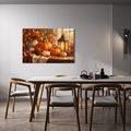 QUADRO SU TELA – ZUCCHE AUTUNNALI E LANTERNA CALDA - QUADRI HALLOWEEN E HORROR - STAMPE E QUADRI